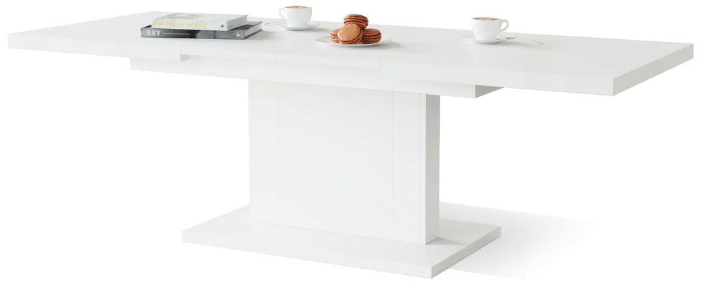 Mazzoni ORION Alb Mat - MĂSUȚĂ DE CAFEA EXTENSIBILĂ MODERNĂ