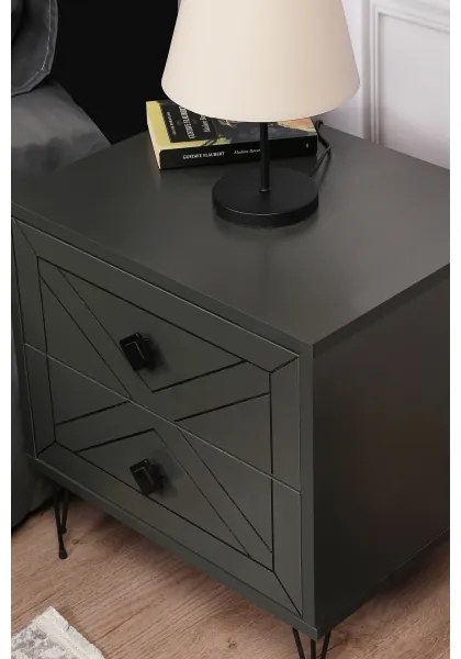 Noptieră LUNA 55x50 cm antracit/neagră