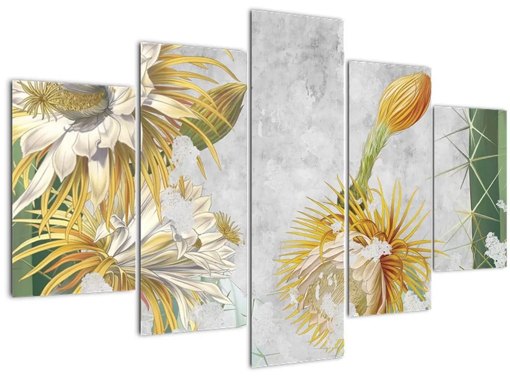 Tablou - Cactuși înfloriți, vintage (150x105 cm)