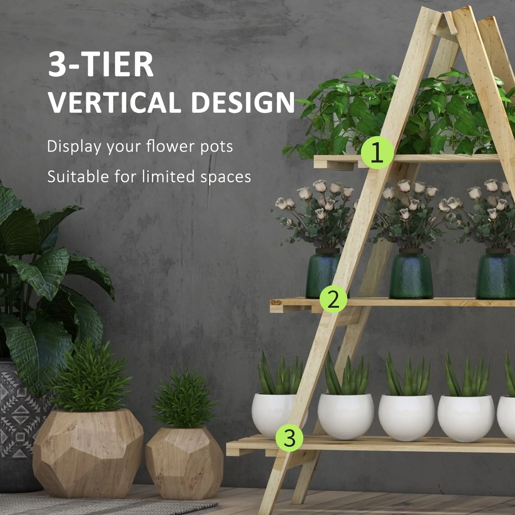 Suport de plante din lemn Outsunny , suport pentru ghivece | Aosom Romania