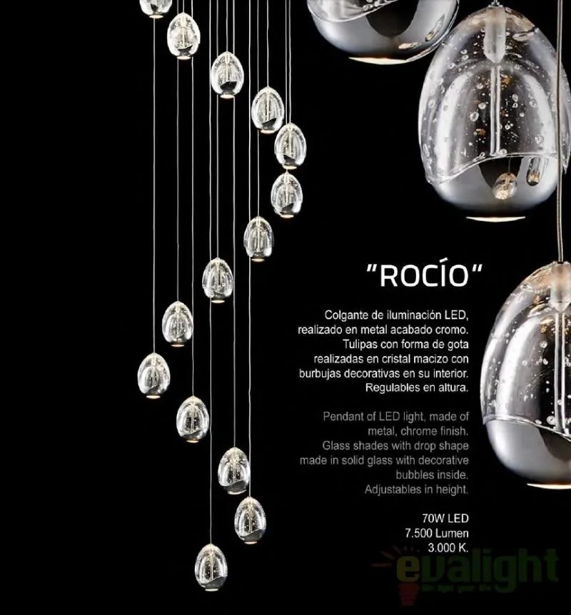 Pendul modern LED diametru 9cm ROCIO crom 784326