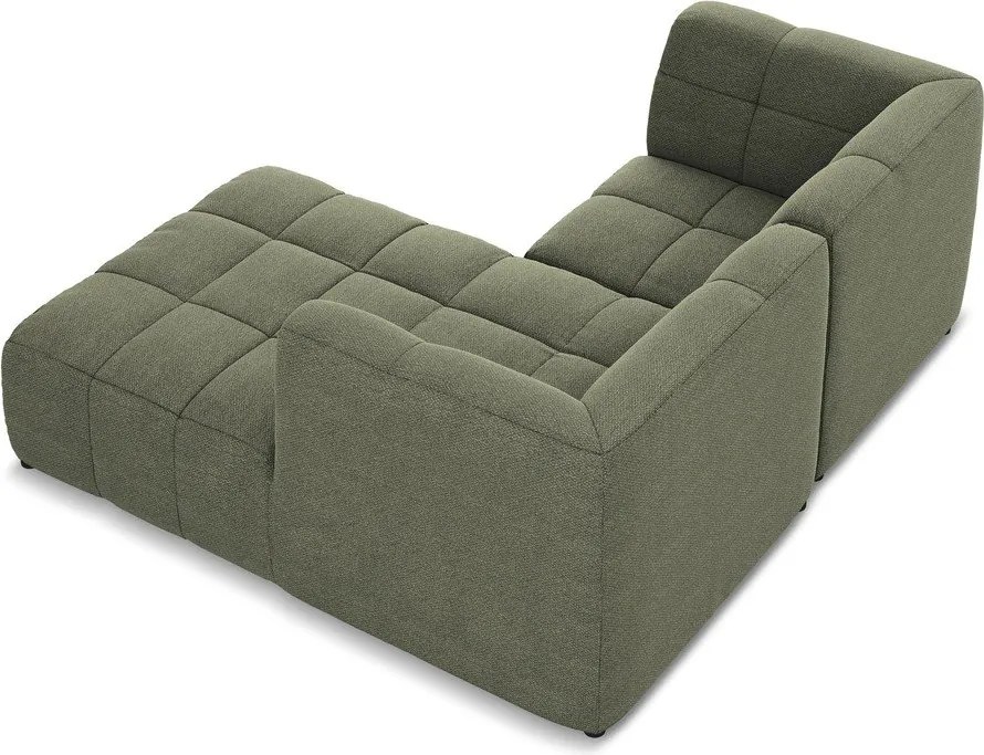 Colțar verde cu tapițerie din țesătură bouclé (cu colț pe partea dreaptă/cu șezlong) Aloha – Makamii