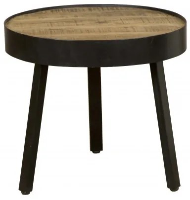 Masuta de cafea rotunda din lemn si metal 54x54x48 cm maro/negru