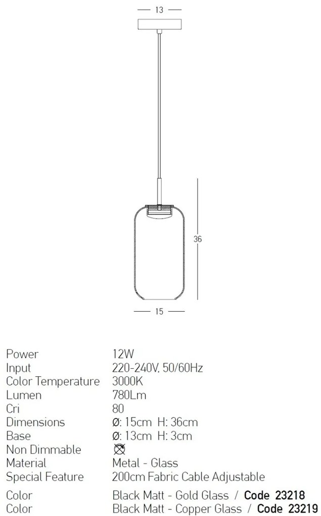 Pendul LED design decorativ Chloe I cupru