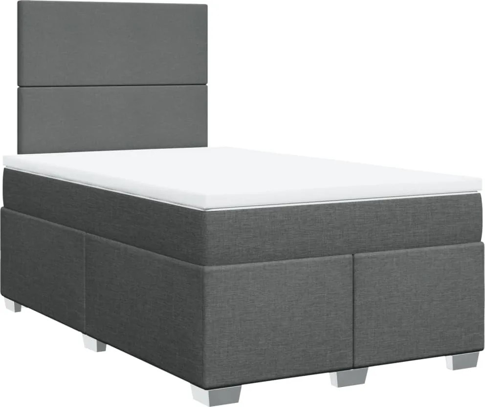 vidaXL Pat box spring cu saltea, gri închis, 120x190 cm, textil