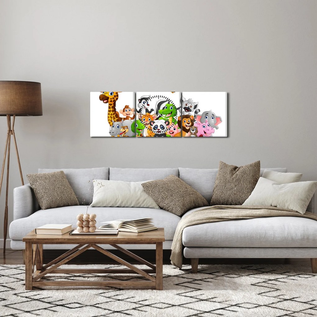 Tablou - Animale (cu ceas) (90x30 cm)