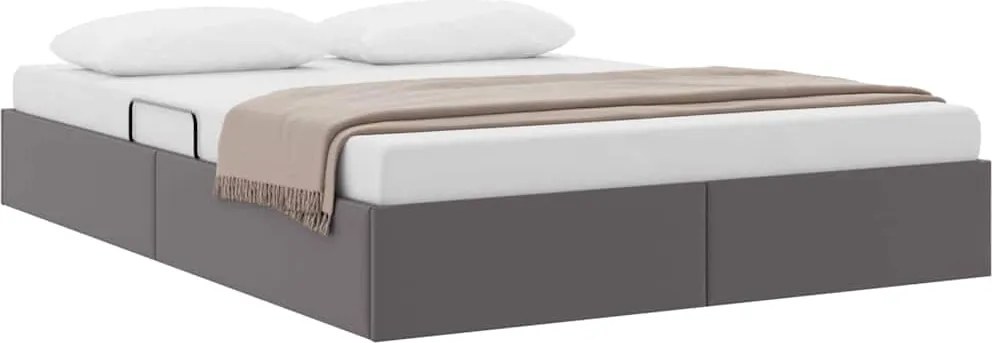 vidaXL Pat cu storage cu headboard Gri 140 x 200 cm Piele artificială