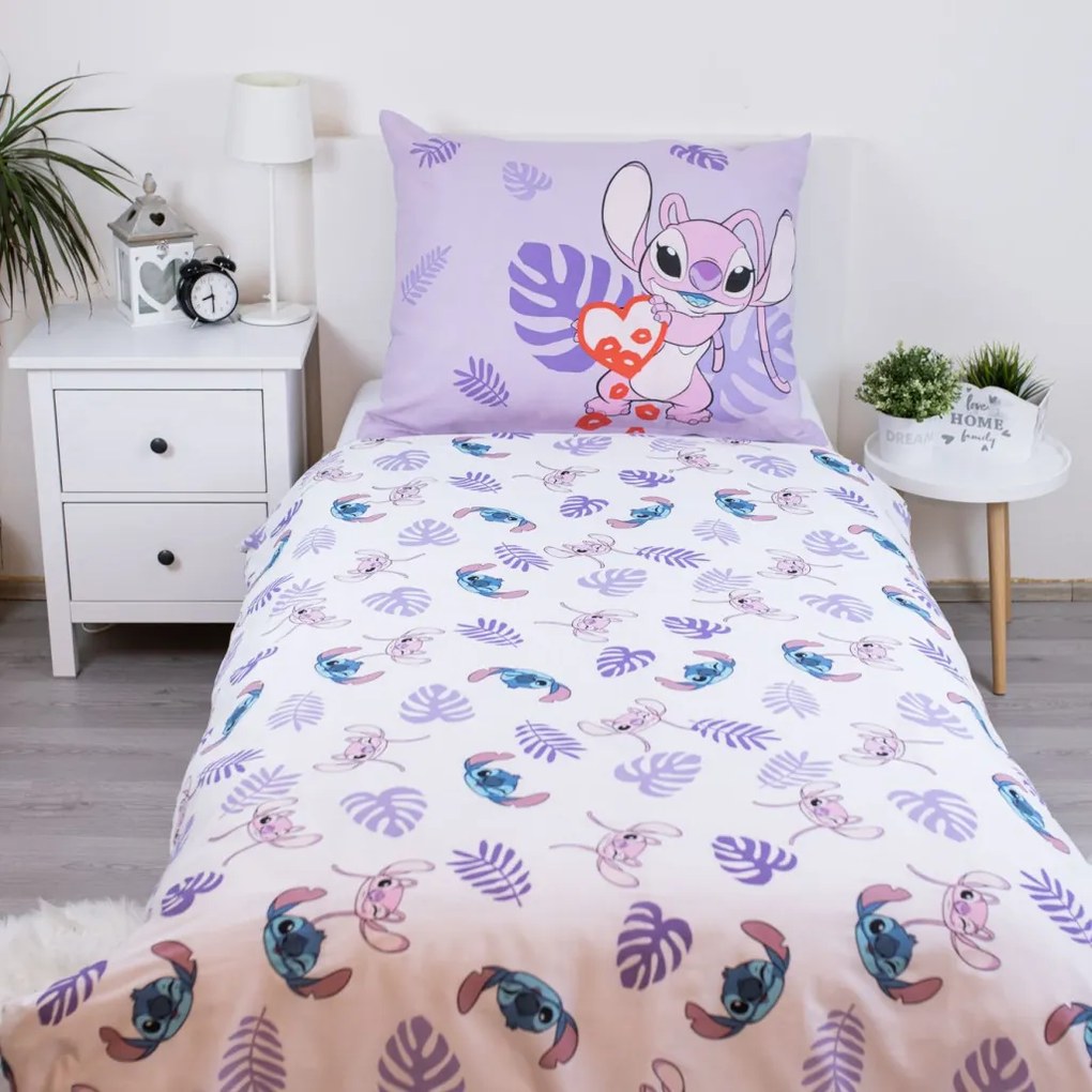 Disney Lilo și Stitch Kiss lenjerie de pat 140×200cm, 70×90 cm
