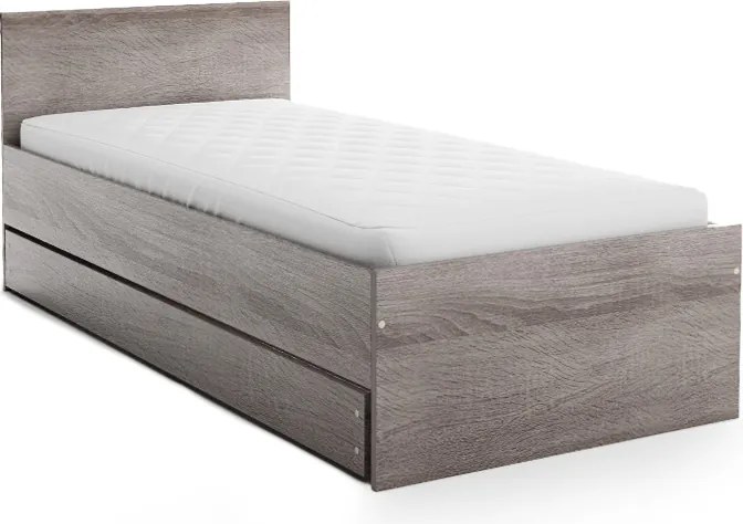 Pat ELISA 90 x 200 cm, stejar trufa Saltele: Cu saltele Deluxe 10 cm, Somiera pat: Fara somiera