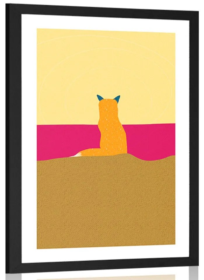 Poster cu passepartout vulpe curioasă