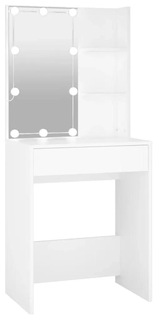 808828 vidaXL Masă de toaletă cu LED, alb, 60x40x140 cm