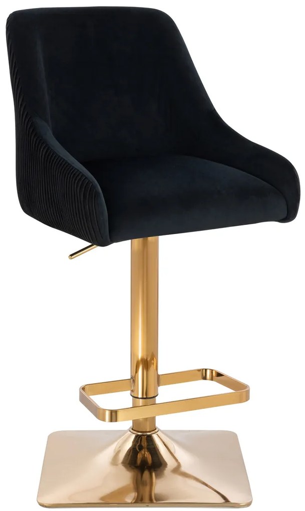 HR920KW Scaun Neagră din Catifea cu Bază Aurie