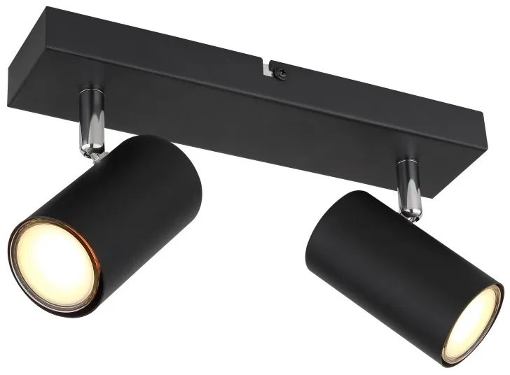 Aplica de perete / tavan cu 2 spoturi directionabile design modern ROBBY negru mat