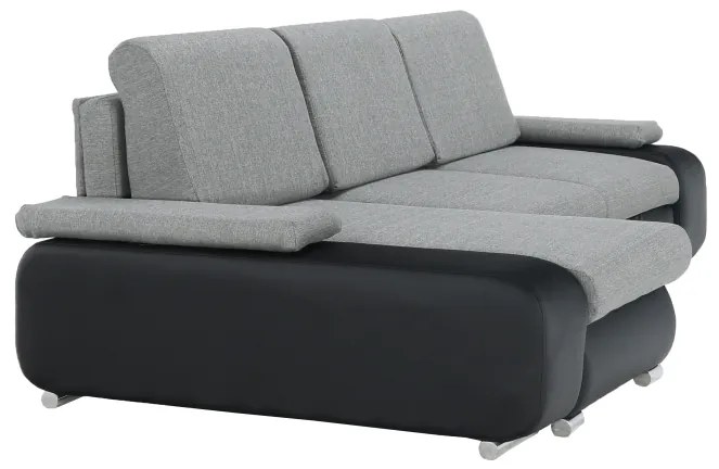 Colţar, piele ecologică negru/material textil gri, model stânga, LATE