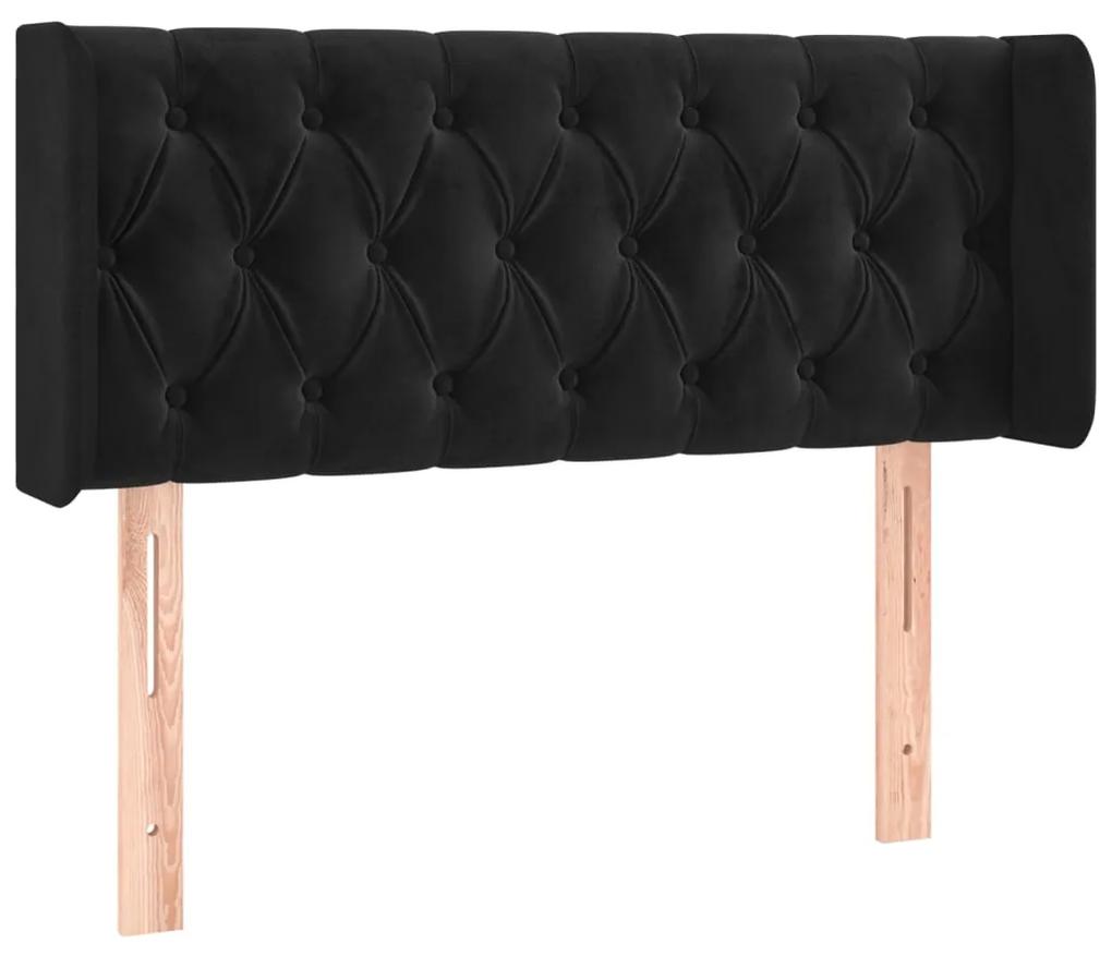 Tablie de pat cu aripioare negru 93x16x78 88 cm catifea 1, Negru, 93 x 16 x 78 88 cm