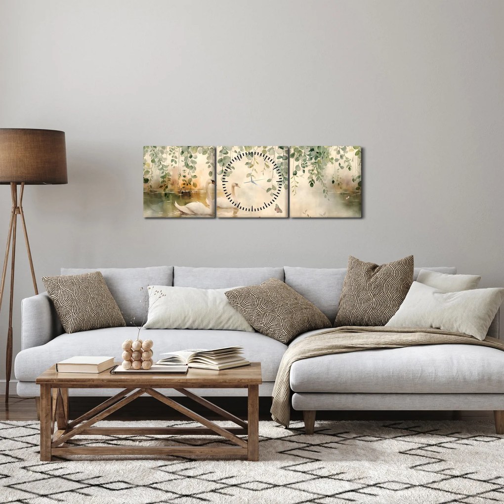 Tablou - Lac, acvariu (cu ceas) (90x30 cm)