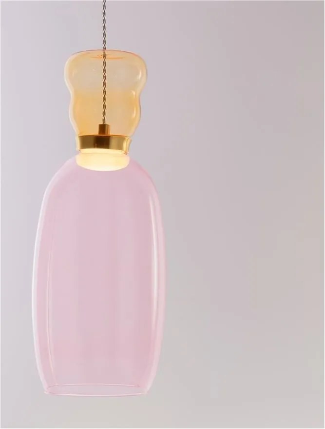 Pendul LED, Lustra design modern Pluma galben/ roz