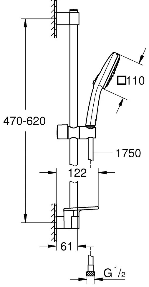 Grohe Tempesta Cube 110 Set dus cu bara 60 cm si savoniera 2 jeturi, crom