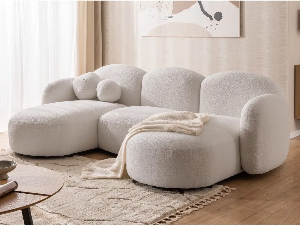 Colțar crem cu tapițerie din țesătură bouclé (în formă de "U") Orbit – Ropez