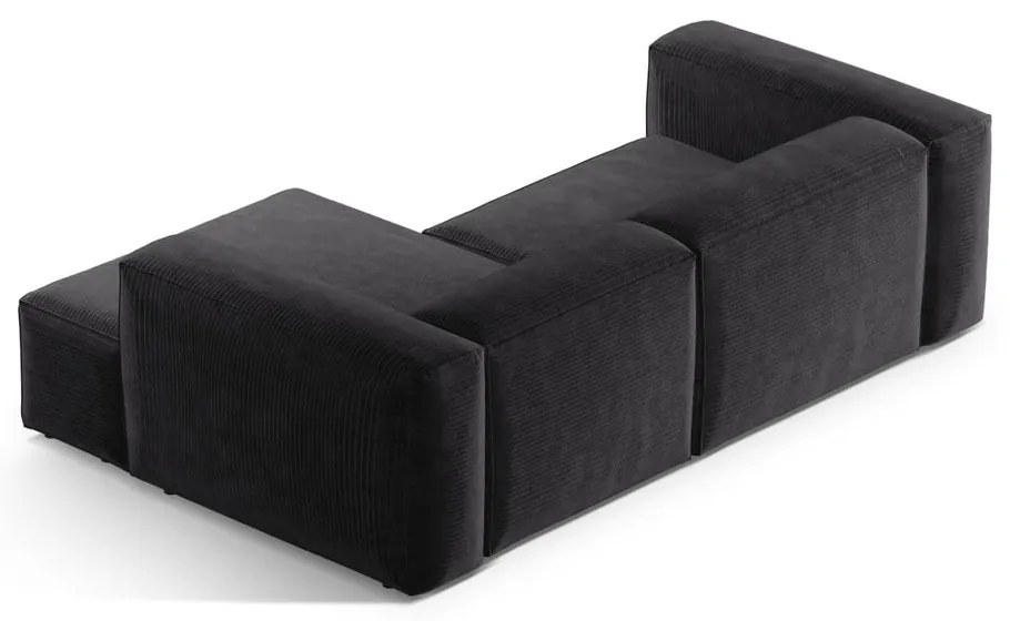 Colțar gri închis cu tapițerie din catifea reiată (cu colț pe partea dreaptă/cu șezlong) Bergamo – Cosmopolitan Design