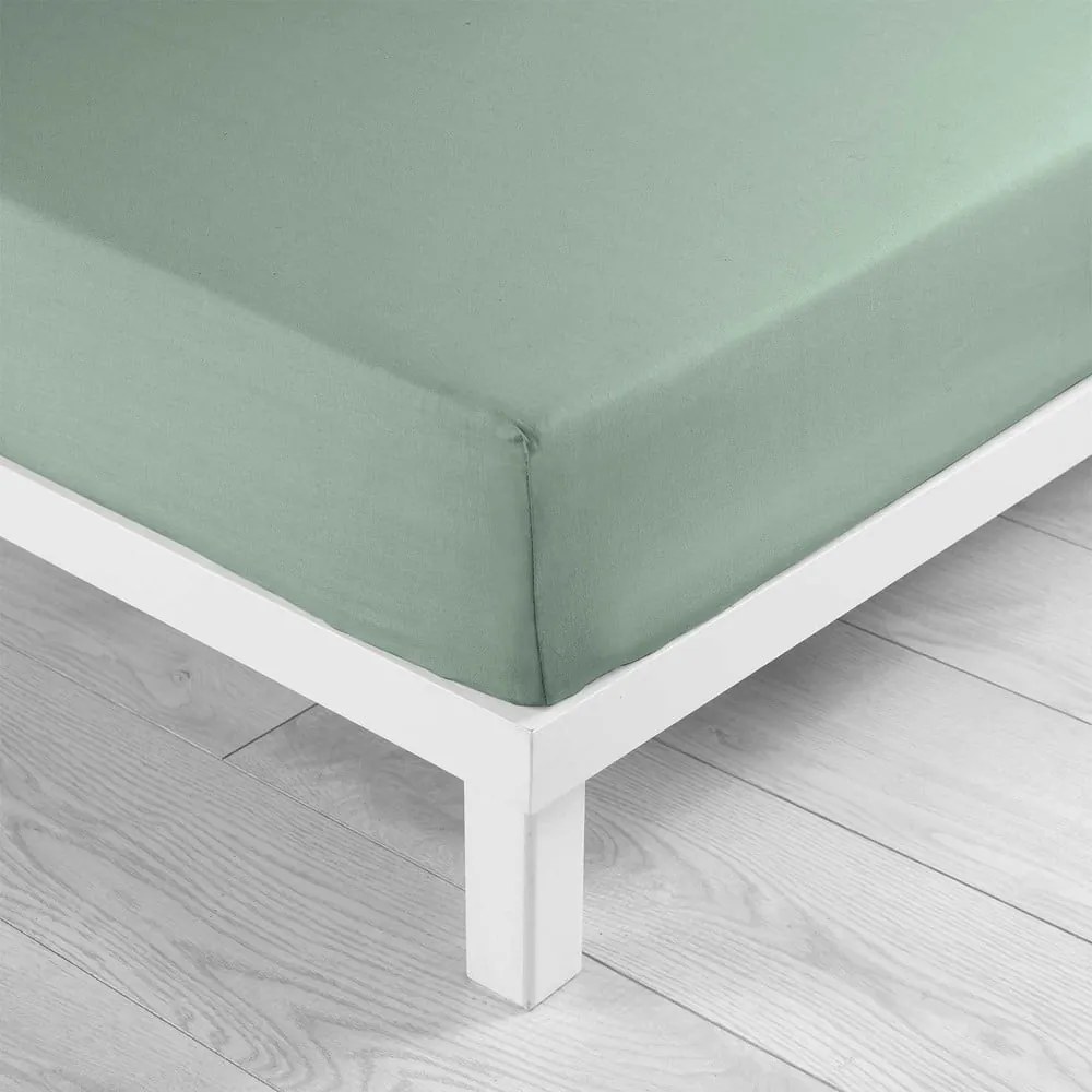 Cearceaf verde deschis din bumbac cu elastic 160x200 cm Lina – douceur d'intérieur