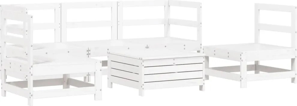 vidaXL Set canapea de grădină, 6 piese, alb, lemn masiv pin