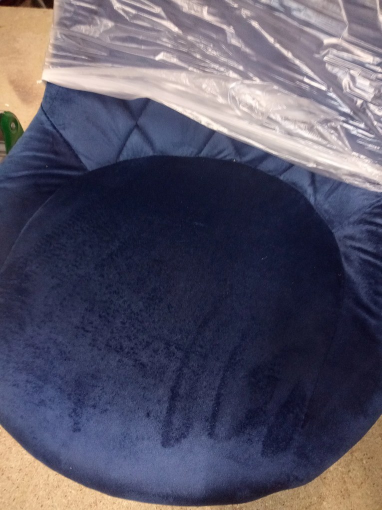 OFERTA Scaun de bar albastru VELVET KAST cu picior negru II. calitate