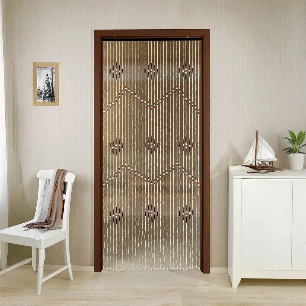 Draperie în culoare naturală din bambus 90x200 cm cu prindere la ușă – Maximex