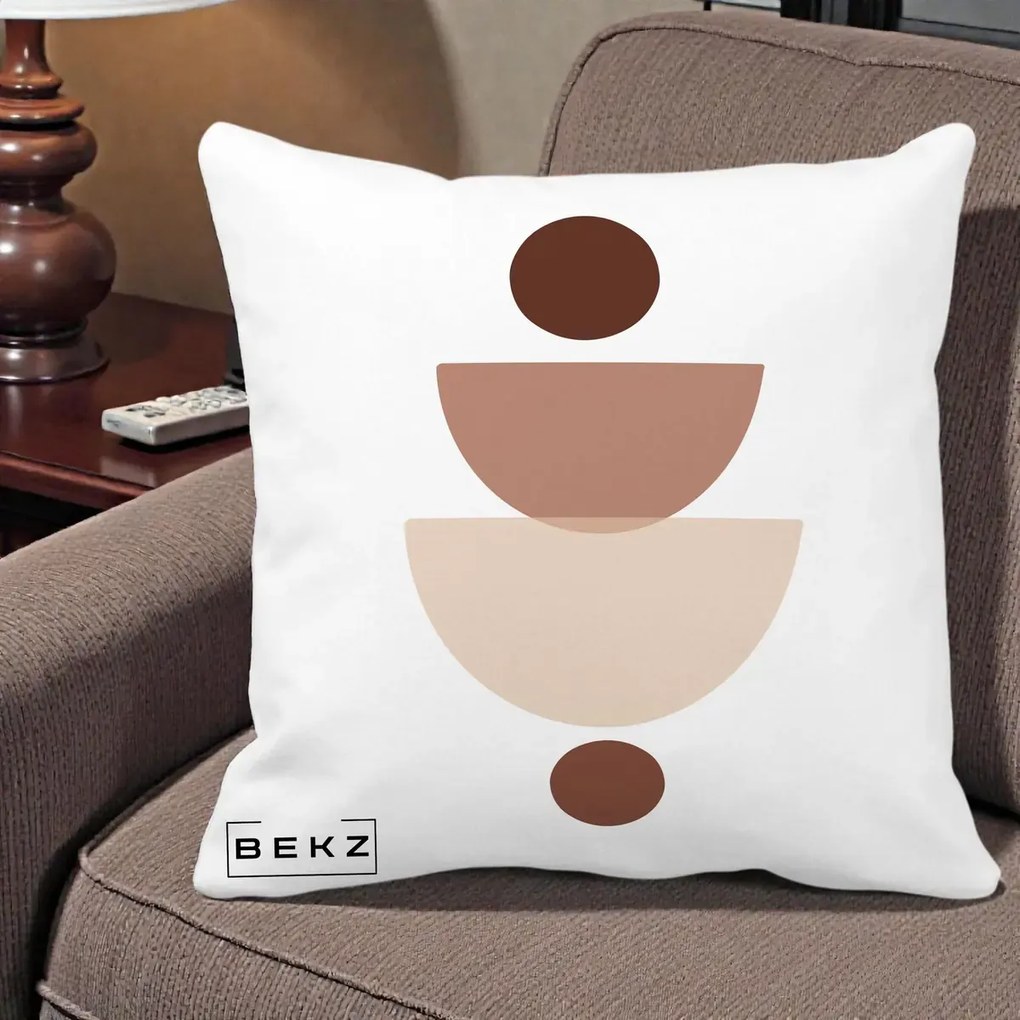 Perna Decorativa Geometric Boho Balance, 40x40 cm, Alba Mata, Husa Detasabila, Perna Inclusa, BEKZ®