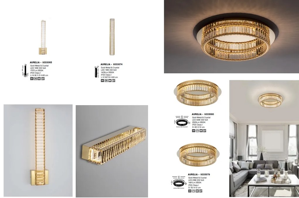 Lustra LED aplicata cristal design elegant AURELIA 40W
