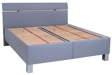 Pat tapițat ALIS 160x200 cm, cu saltea inclusă și spațiu de depozitare, gri deschis