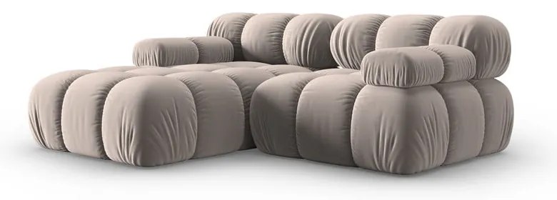 Colțar modular maro deschis cu tapițerie din catifea (cu colț pe partea stângă ) Bellis – Micadoni