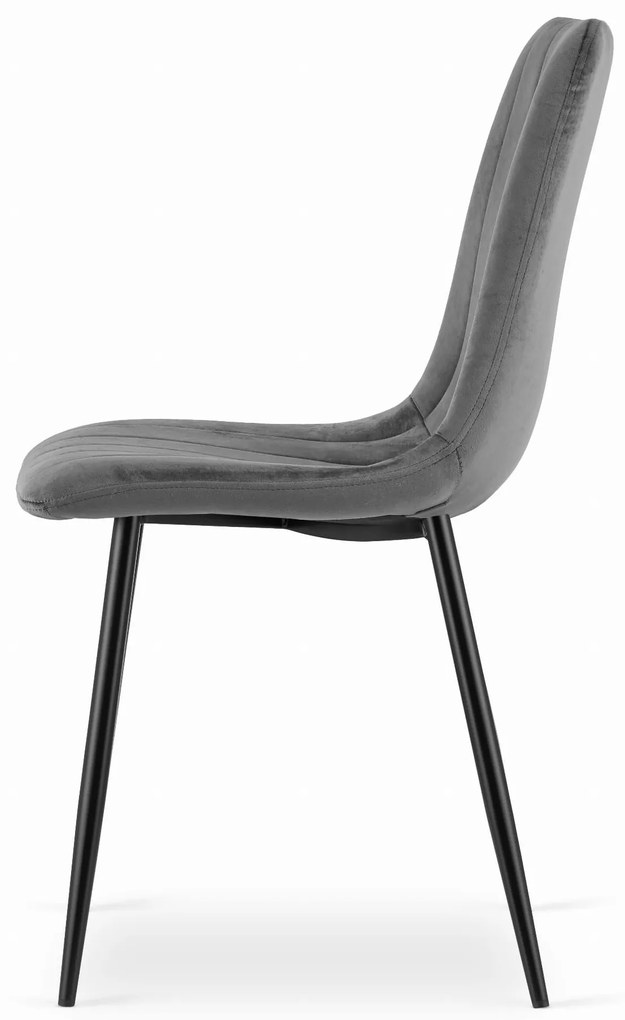 OFERTA Scaun de catifea gri LAVA cu picioare negre Clasa a II-a