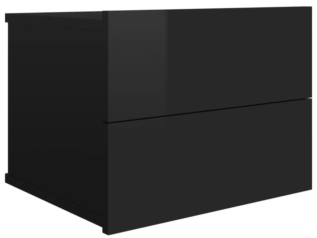 801067 vidaXL Noptieră, negru extralucios, 40x30x30 cm, lemn prelucrat