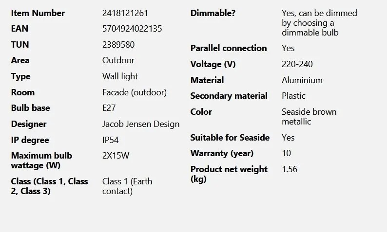 Aplica de perete exterior design nordic IP54 Aludra seaside brown