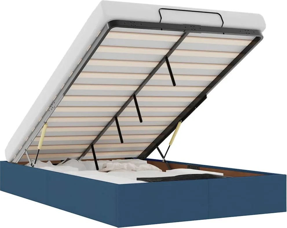 vidaXL Cadru de pat otoman fără saltea Albastru 120x190 cm țesătură
