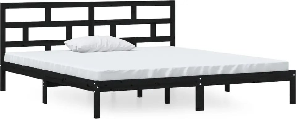 vidaXL Cadru de pat, negru, 140x190 cm, lemn masiv de pin