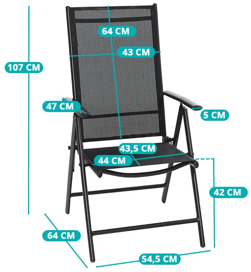 Scaun pliabil de gradina din aluminiu, 2 buc