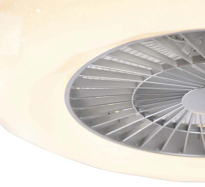 Ventilator de tavan argintiu cu LED inclus cu efect de stea reglabil - Clima
