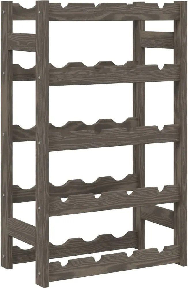 vidaXL Suport sticle de vin, 20 sticle, gri, lemn masiv de pin