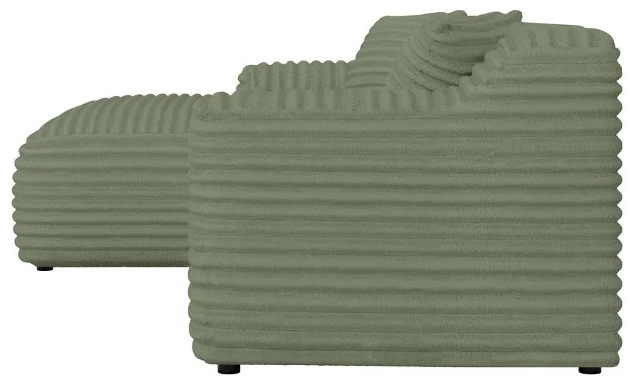 Colțar verde cu tapițerie din catifea reiată (cu colț pe partea stângă, cu șezlong) Martin – Ropez