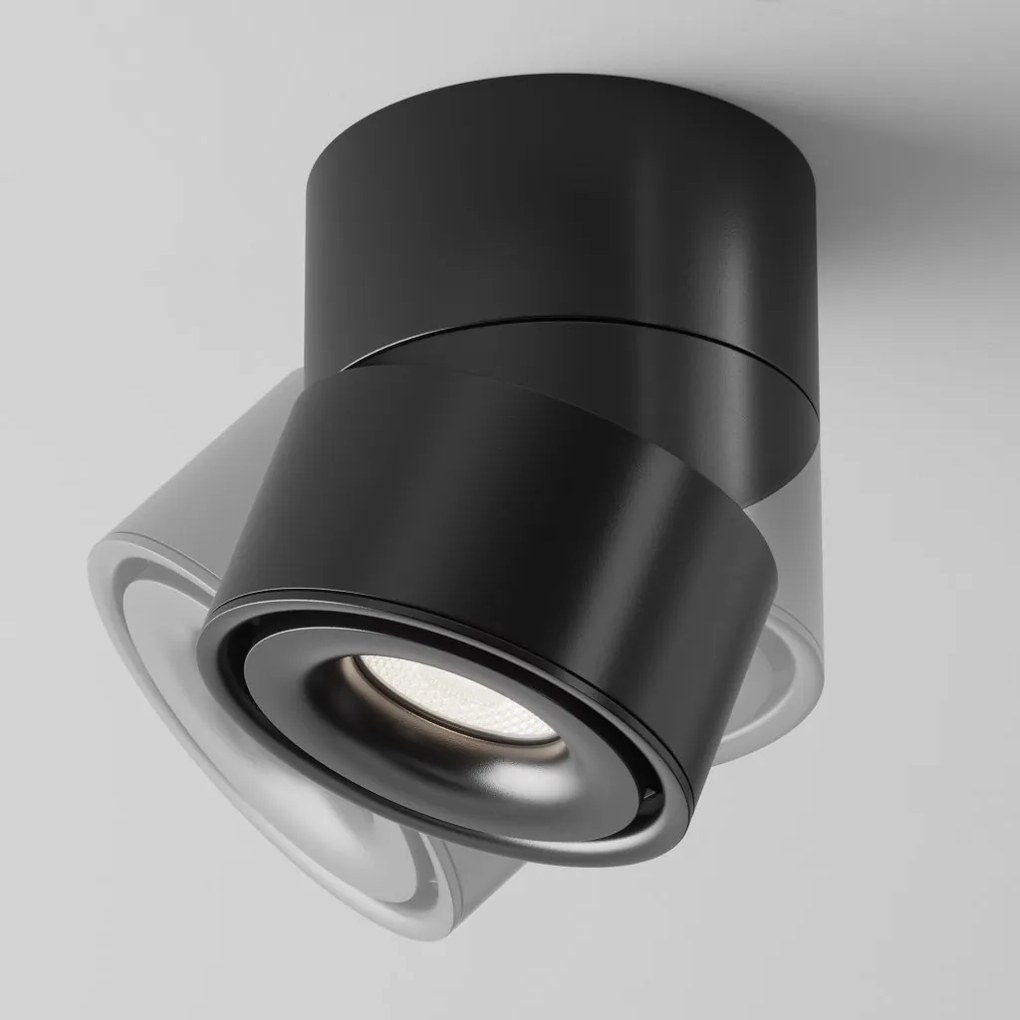 Spot LED aplicat directionabil design tehnic Yin negru, 4000K