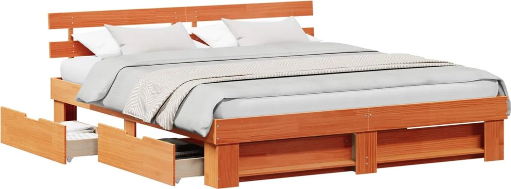 vidaXL Cadru de pat Maroniu cerat 180 x 200 cm Lemn de pin masiv