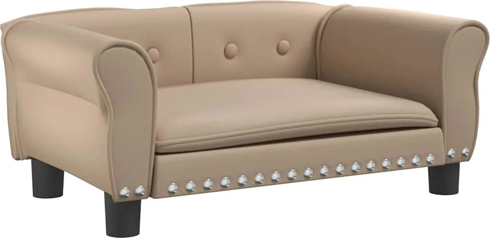 vidaXL Pat de câini, cappuccino, 70x45x30 cm, piele ecologică