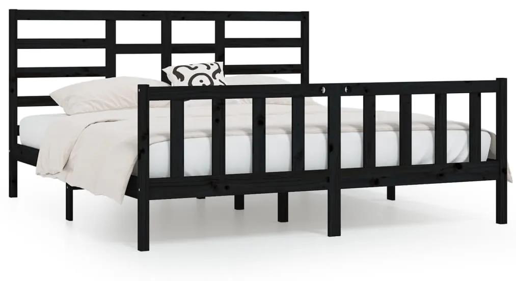 3107637 vidaXL Cadru de pat, negru, 200x200 cm, lemn masiv de pin