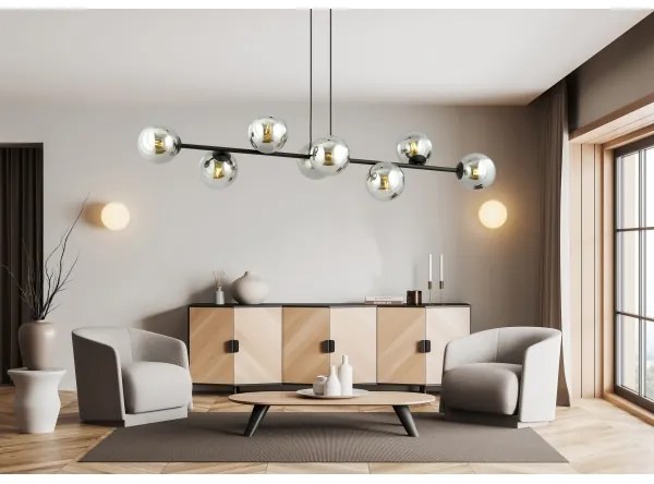 Lustră pe cablu ROSSI 8xE14/10W/230V negru/gri