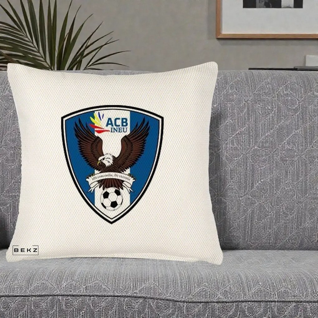 Perna Personalizata ACB Ineu Fotbal, 40x40 cm, Crem Reliefat, Husa Detasabila, Perna Inclusa, BEKZ®