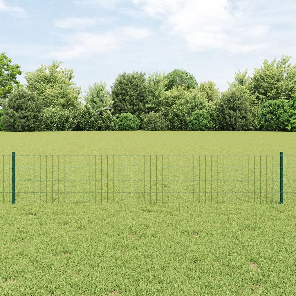 vidaXL Gard Euro cu 5 stâlpi U Verde 0.4x10 m Oțel