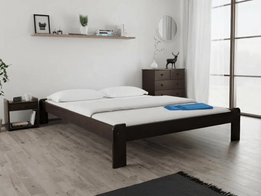 Pat ADA 160x200 cm, nuc Saltele: Fara saltea, Somiera pat: Cu lamele curbate