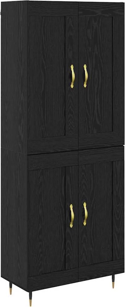 vidaXL Bufet Stejar Negru 69,5 x 34 x 90 cm Lemn compozit